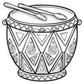 Tribal Drum with Sticks Hand Drawn Illustration Royalty Free Stock Photo