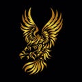 Golden color Tribal eagle small tattoo vector design Royalty Free Stock Photo