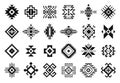 Tribal elements. Monochrome geometric american indian patterns, navajo and aztec, ethnic ornament for textile decorative