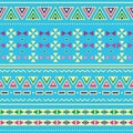 Tribal ethinc ztec seamless pattern on blue background Royalty Free Stock Photo