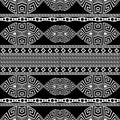 Tribal ethnic borders seamless pattern. Vector modern ornamental black and white background. Geometric greek key, meanders