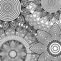 Tribal ethnic floral mandala sketch pattern for coloring page