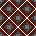 Tribal ethnic red black white seamless pattern. Abstract modern waffle background. Greek key meanders rhombus ornament. Decorative