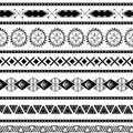 Seamless tribal ethnic pattern Aztec geometric background Mexican ornamental texture in black white color Royalty Free Stock Photo