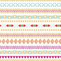 Seamless tribal ethnic pattern Aztec abstract background Mexican ornamental texture in bright pink orange colors Royalty Free Stock Photo