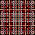 Tribal ethnic seamless pattern. Colorful striped plaid background. Vector repeat check backdrop. Geometric tartan checkered Royalty Free Stock Photo