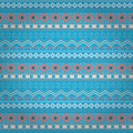 Tribal ethnic seamless stripe pattern on blue background