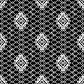 Tribal ethnic style grid vector seamless pattern. Black and white geometric textured greece background. Lace repeat backdrop.