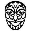 Tribal ethnik mask. Black and white illustration on white background