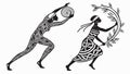 Tribal Figures with Abstract Patterns, Dynamic Cultural Dance, vector design Generative AI Royalty Free Stock Photo