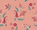 Tribal flowers seamless pattern. Indian National paisley ornament for cotton, linen fabrics. Bohemian ornament for taps.