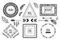 Tribal frames. American indian ethnic frame, bohemian aztec tattoo or tribals fashion border isolated vector Royalty Free Stock Photo