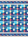Tribal geometric african seamless vector pattern in blue, Kente nwentoma style inspired vector design Royalty Free Stock Photo