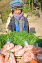 Khao Kho,Thailand : Tribal girl sold carrots