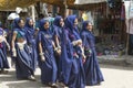 Tribal girls in blue. Royalty Free Stock Photo