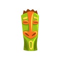 Tribal Hawaiian tiki mask, carved wooden statue cartoon vector Illustration Royalty Free Stock Photo