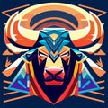 Tribal head of the buffalo. Colorful vector illustration. Generative AI