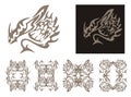 Tribal horned dragon and dragons frames