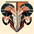 Tribal horned viking. Vector illustration in retro style Generative AI