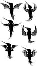 tribal hummingbird tattoo black ink pack collection illustration Royalty Free Stock Photo