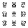 Tribal idol icon set, outline style Royalty Free Stock Photo
