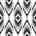 Tribal Ikat pattern in black and white colors Royalty Free Stock Photo