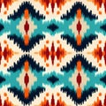 Vibrant Crochet Ikat Pattern In Orange And Azure