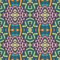 Tribal indian ethnic seamless design. Festive colorful mandala pattern. Oriental, Arabic, Indian, abstract doodle and floral Royalty Free Stock Photo
