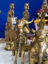 Tribal Indian Sculpture of Brass Metal Royalty Free Stock Photo