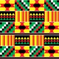Tribal Kente mud cloth style vector seamless textile pattern, African traditional geometric nwentoma design - rasta colors