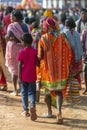 Tribal Lady in Colourful traditional Attire during Dussera Procession near Jagdalpur,Chattisgarh,India