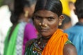 Tribal Lady in Colourful traditional Attire during Dussera Procession near Jagdalpur,Chattisgarh,India