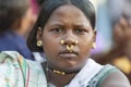 Tribal Lady Portrait during Dussera Procession near Jagdalpur,Chattisgarh,India Royalty Free Stock Photo