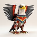 Tribal Lego Eagle: Hyper-realistic 3d Illustration With Ndebele-inspired Motifs