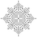 Nordic geometric tribal line art vector mandala pattern, ornamental ehtnic Viking rune art Royalty Free Stock Photo