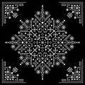 Tribal or neotribal line art vector mandala pattern with corners geometric ornamental design inspired by old Nordic Viking rune ar Royalty Free Stock Photo