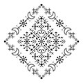 Nordic tribal line vector sqaure design win frame, geometric corners inspired by Icelandic rune art