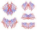 Tribal linear butterflies patterns created by the horse heads with snakes