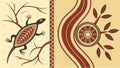 Tribal Lizard Figure and Circular Abstract Design Elements, vector design Generative AI Royalty Free Stock Photo