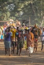 Tribal Man carrying Palkhee in Procession during Dussera Festival at Jagdalpur,Chhattisgarh,India