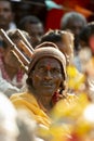 Tribal Man in Colourful traditional Attire during Dussera Procession near Jagdalpur,Chattisgarh,India