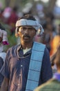 Tribal man Portrait during Dussera Procession near Jagdalpur,Chattisgarh,India