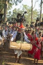 Tribal Man in traditional Attire during Dussera Procession near Jagdalpur,Chattisgarh,India