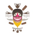 Tribal Mask with feather and fish. Vector illustration.