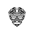 Tribal mask. Monochrome ethnic patterns. Black tattoo in samoan style. Black and white color, flat style. Vector.