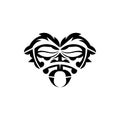 Tribal mask. Monochrome ethnic patterns. Black tattoo in samoan style. Isolated. Hand drawn vector illustration.
