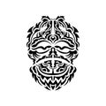 Tribal mask. Monochrome ethnic patterns. Black tattoo in samoan style. Isolated. Vector illustration.