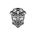 Tribal mask. Monochrome ethnic patterns. Black tattoo in samoan style. Isolated on white background. Vector.