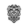 Tribal mask. Traditional totem symbol. Black tattoo in samoan style. Black and white color, flat style. Vector.