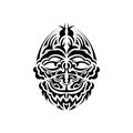 Tribal mask. Traditional totem symbol. Black tattoo in samoan style. Isolated on white background. Vector illustration.